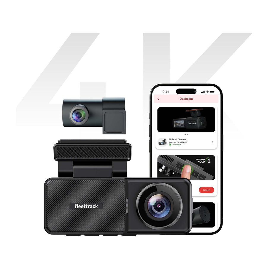 Fleettrack 4K Dual Channel Dashcam | Built-in GPS | Front & Rear Recording | 3.2" IPS Display | WiFi | Night Vision