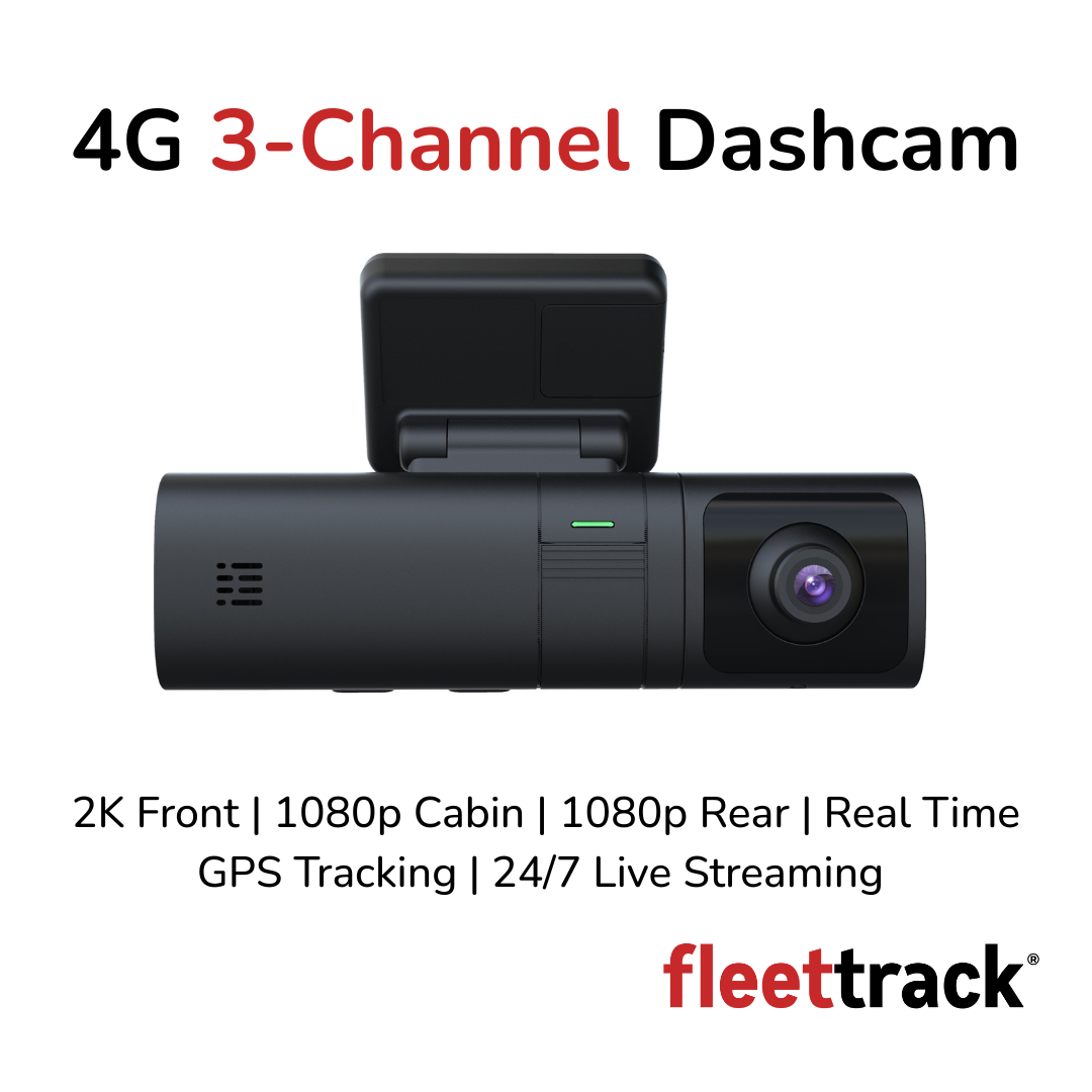 Fleettrack 4G 3-Channel Dashcam | 2K Front + 1080p Rear + 1080p Cabin | Built for Extreme Conditions | 2-Way Voice Calling | MicroSD upto 512GB | Live Tracking | Infra Red Night Vision
