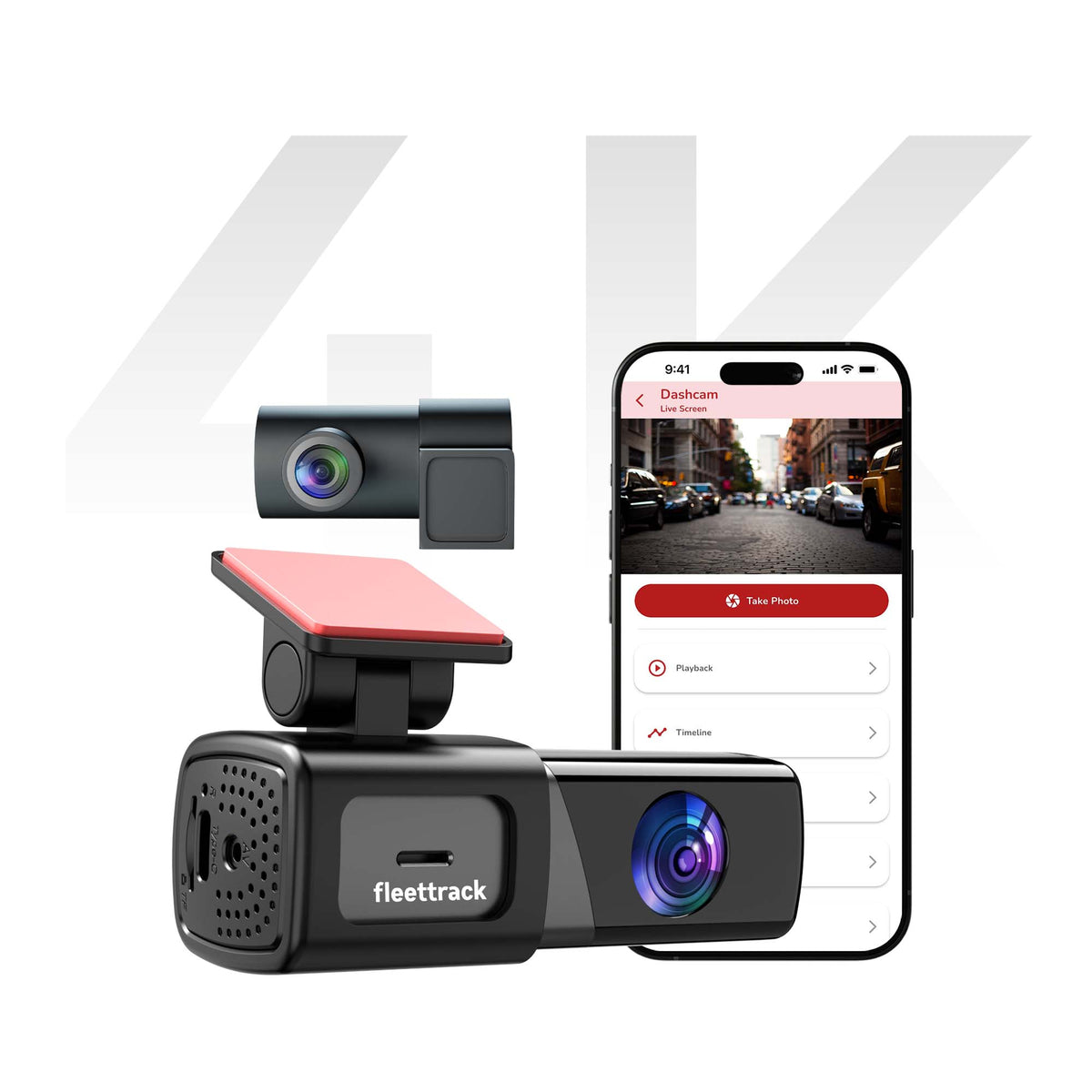 Fleettrack F9 Twin Vision 4K Dashcam | Sony STARVIS Sensor | Dual Channel | 5GHz WiFi | 150° Wide Angle | Supports 512GB