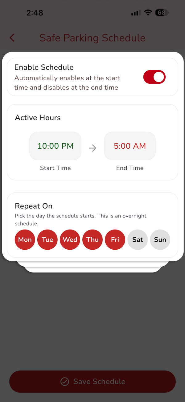 ⏰ Scheduled Safe Parking