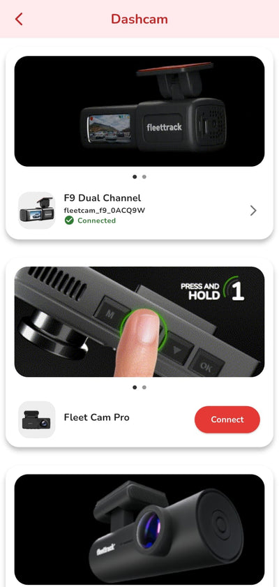 Fleettrack app screen 1