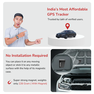 Fleettrack Go Wireless GPS Tracker - Hidden GPS for Bike, Car, Kids School Bag | 10000mAh Battery | Magnetic Base for Easy Installation