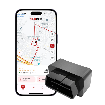 FleetTrack OBD GPS Tracker for Car | 1 Yr Free App & SIM | 15+ Features | Easy Plug & Play | Real-Time Location, Hidden Voice Monitoring, Driving History & Geofence Alerts