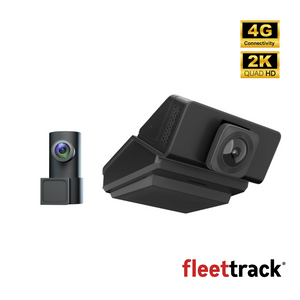Fleettrack 4G Dual Dashcam | 2K Front + 1080p Rear | Built for Extreme Conditions | 2-Way Voice Calling | MicroSD upto 256GB | Live Tracking | Infra Red Night Vision | SOS | Hotspot