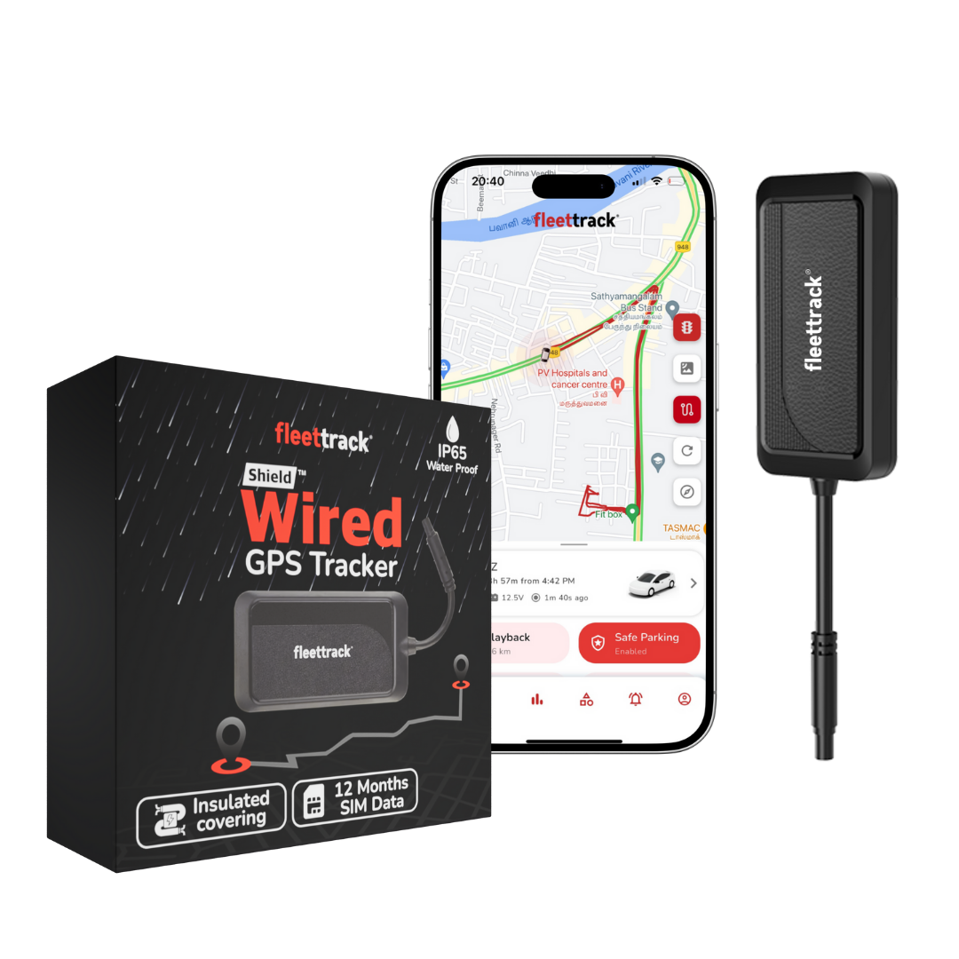 Fleettrack Shield™ Waterproof Wired GPS Tracker | For Car, Bike, Scooter, Truck, Bus with 15+ Premium Features