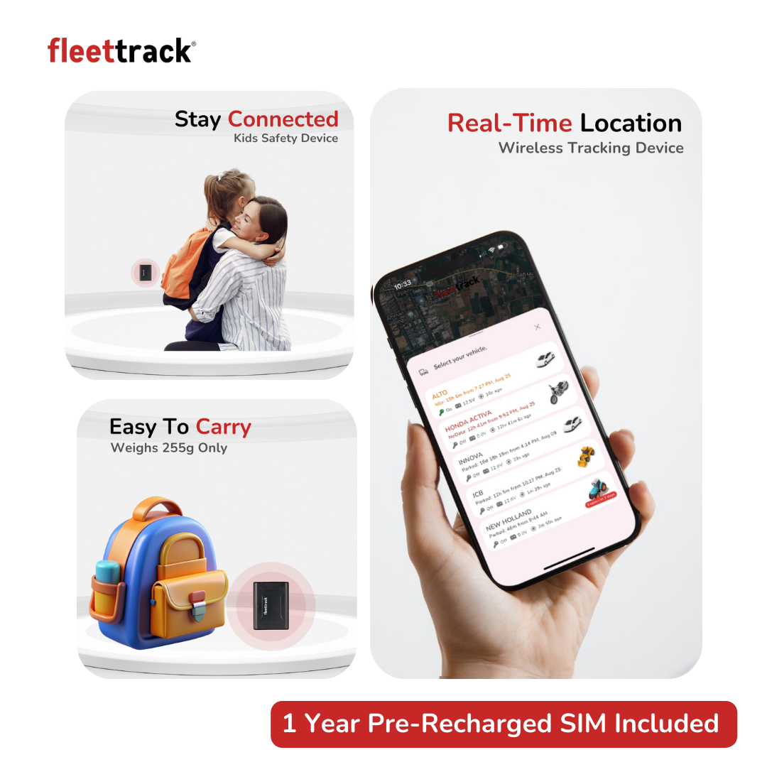 Fleettrack Wireless GPS Tracker for Car Kids School Bag or Anything