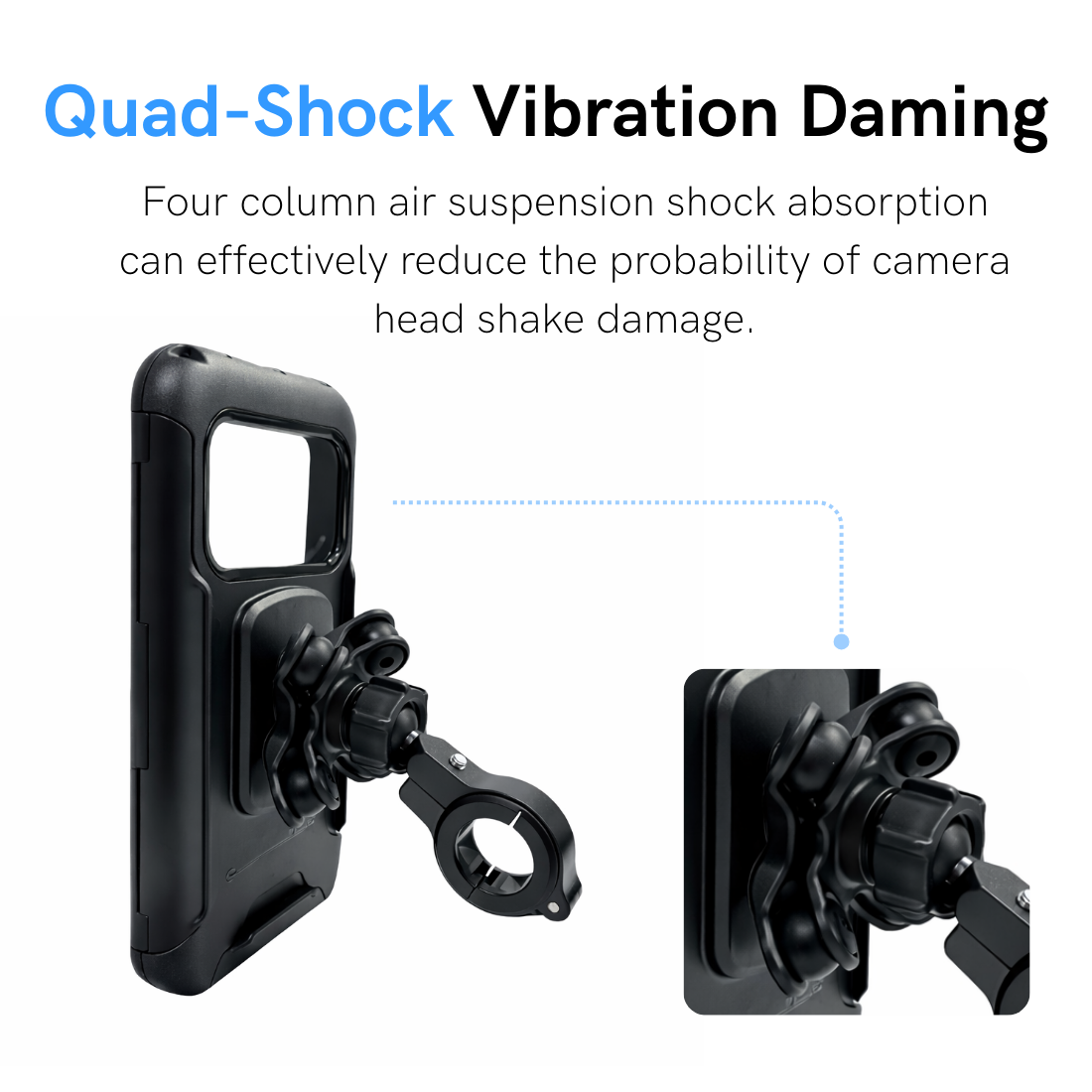 ORCA FC3 PRO Vibration-Dampening Waterproof Handlebar Phone Mount for Bike, Motorcycle & Scooter – Secure Mobile Holder for GPS & Maps Navigation