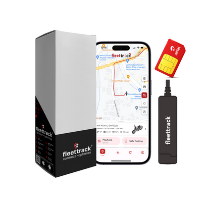 Fleettrack - Wired Hidden GPS Tracker (Live Location + Engine ON/Off Alerts) for Car, Bike, EV, Scooty, Truck, Bus | Anti-Theft | Towing Alerts | 12 Months SIM Data
