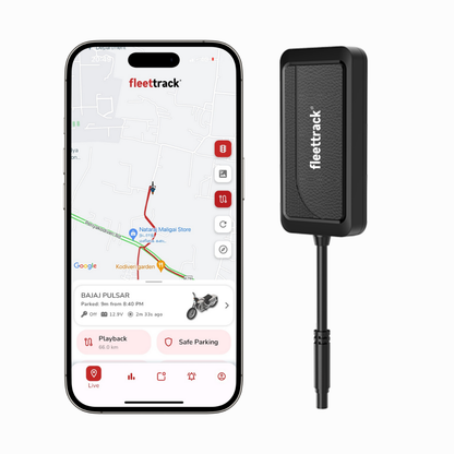 Fleettrack Wired Waterproof GPS Tracker with 1 Year Pre-Recharged SIM + Mobile App (Android & iOS)| IP65 Rating | GPS Tracker for Bike, Car, Scooty, Trucks | Live Location | Engine ON/Off Alerts | Theft Alarms