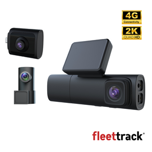 Fleettrack 4G 3-Channel Dashcam | 2K Front + 1080p Rear + 1080p Cabin | Built for Extreme Conditions | 2-Way Voice Calling | MicroSD upto 512GB | Live Tracking | Infra Red Night Vision