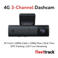 Fleettrack 4G 3-Channel Dashcam | 2K Front + 1080p Rear + 1080p Cabin | Built for Extreme Conditions | 2-Way Voice Calling | MicroSD upto 512GB | Live Tracking | Infra Red Night Vision