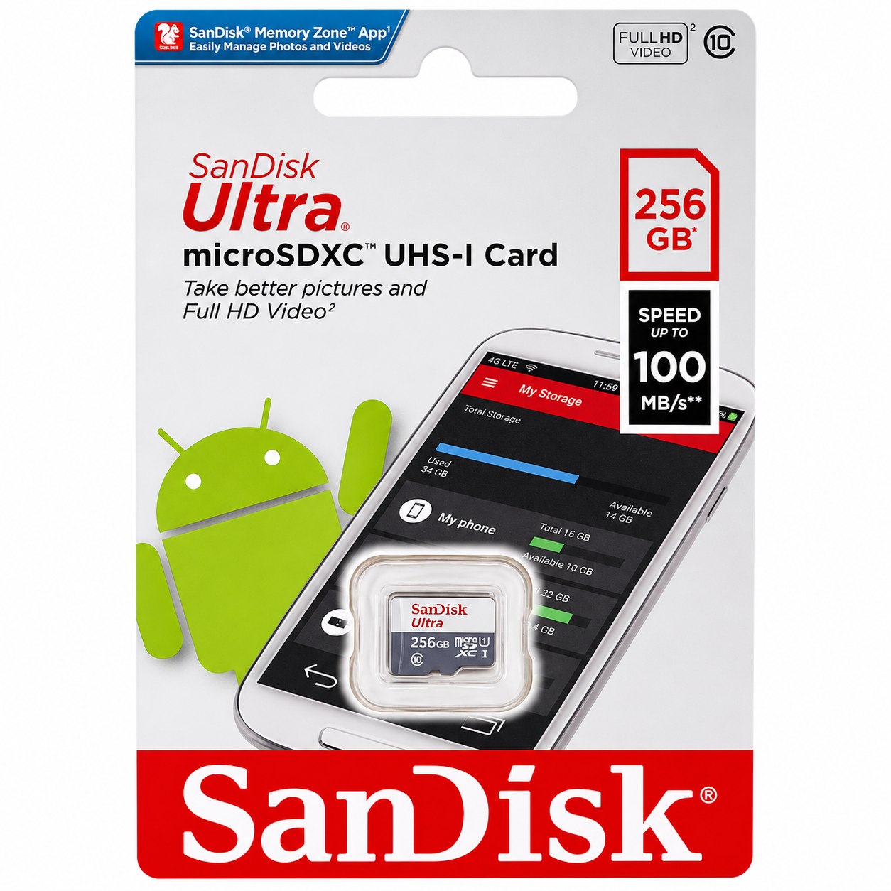SanDisk Ultra 256GB microSDXC UHS-I Memory Card