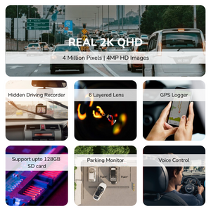 Fleettrack DashCam for Car | Real 2K with HDR Imaging | F1.8 Large Aperture | GPS Logger | Night Owl Vision | Voice Control, WiFi | Optional Parking Mode | Upto 128GB Supported
